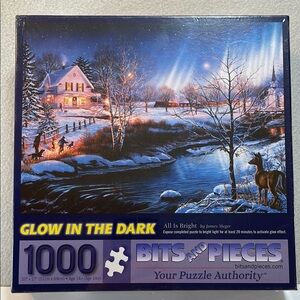 Bits and Pieces All is Bright Glow in the Dark 1000 Piece Puzzle NEW!